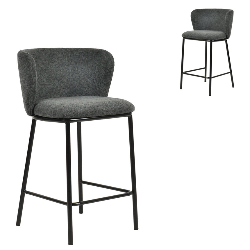 65cm Bar Stool - Charcoal Grey (Set of 2)