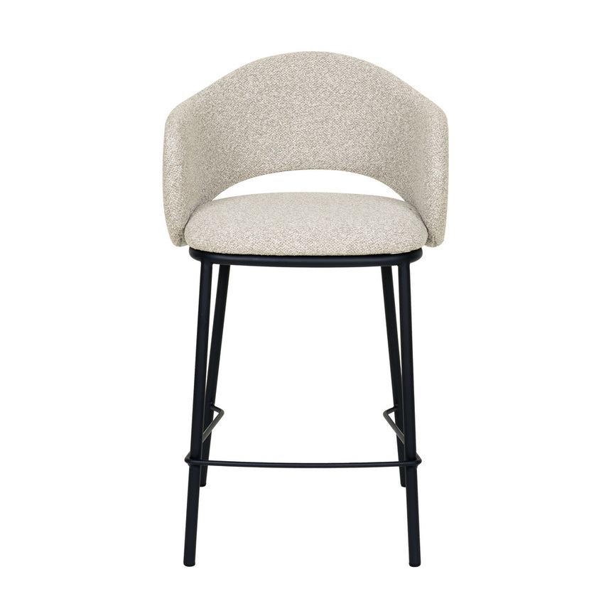 65cm Black Bar Stool - Clay Grey (Set of 2)