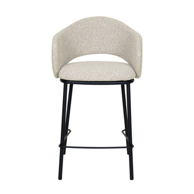 65cm Black Bar Stool - Clay Grey (Set of 2)