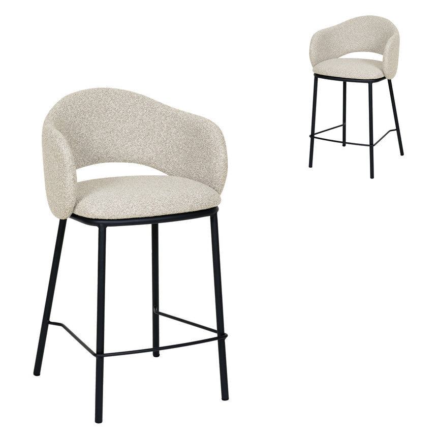 65cm Black Bar Stool - Clay Grey (Set of 2)