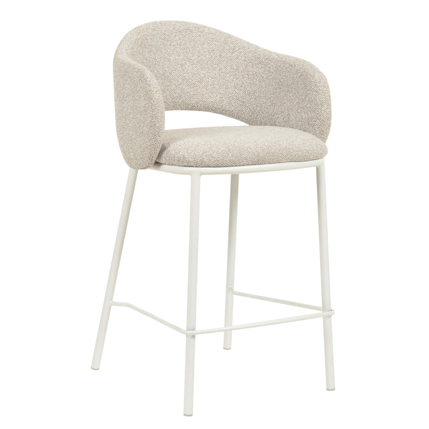 65cm White Bar Stool - Clay Grey (Set of 2)