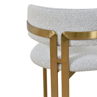 65cm Brushed Gold Bar Stool - Grey Boucle