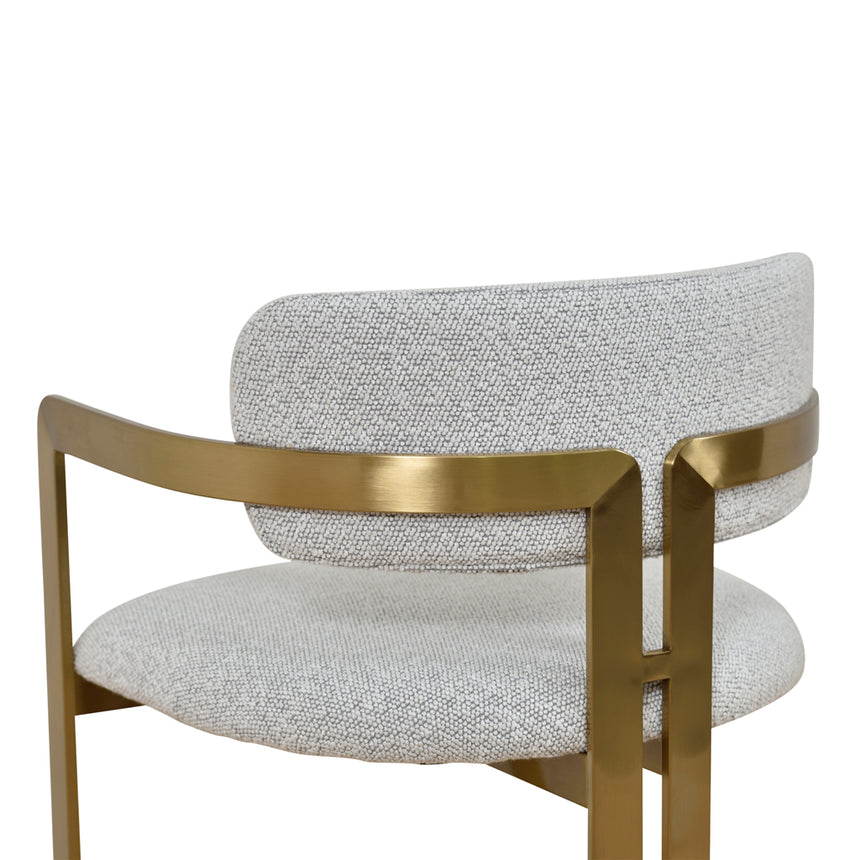 65cm Brushed Gold Bar Stool - Grey Boucle