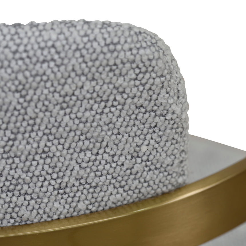 65cm Brushed Gold Bar Stool - Grey Boucle