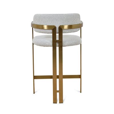 65cm Brushed Gold Bar Stool - Grey Boucle