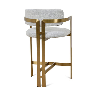 65cm Brushed Gold Bar Stool - Grey Boucle