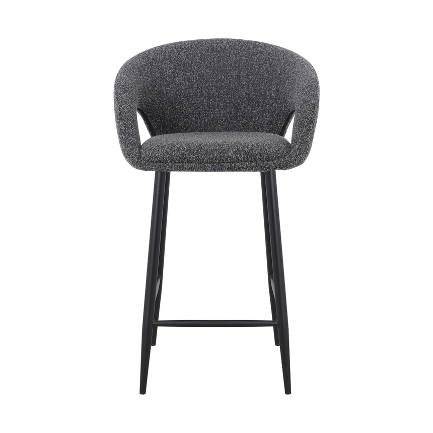 65cm Bar Stool - Anthracite Grey Boucle (Set of 2)