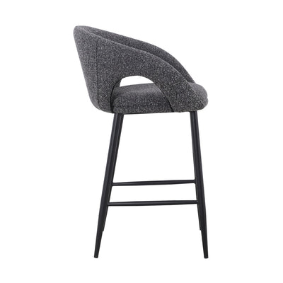 65cm Bar Stool - Anthracite Grey Boucle (Set of 2)