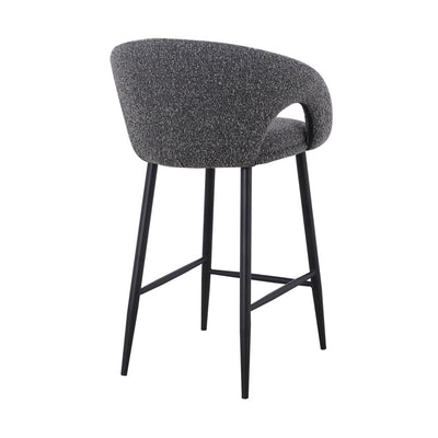 65cm Bar Stool - Anthracite Grey Boucle (Set of 2)