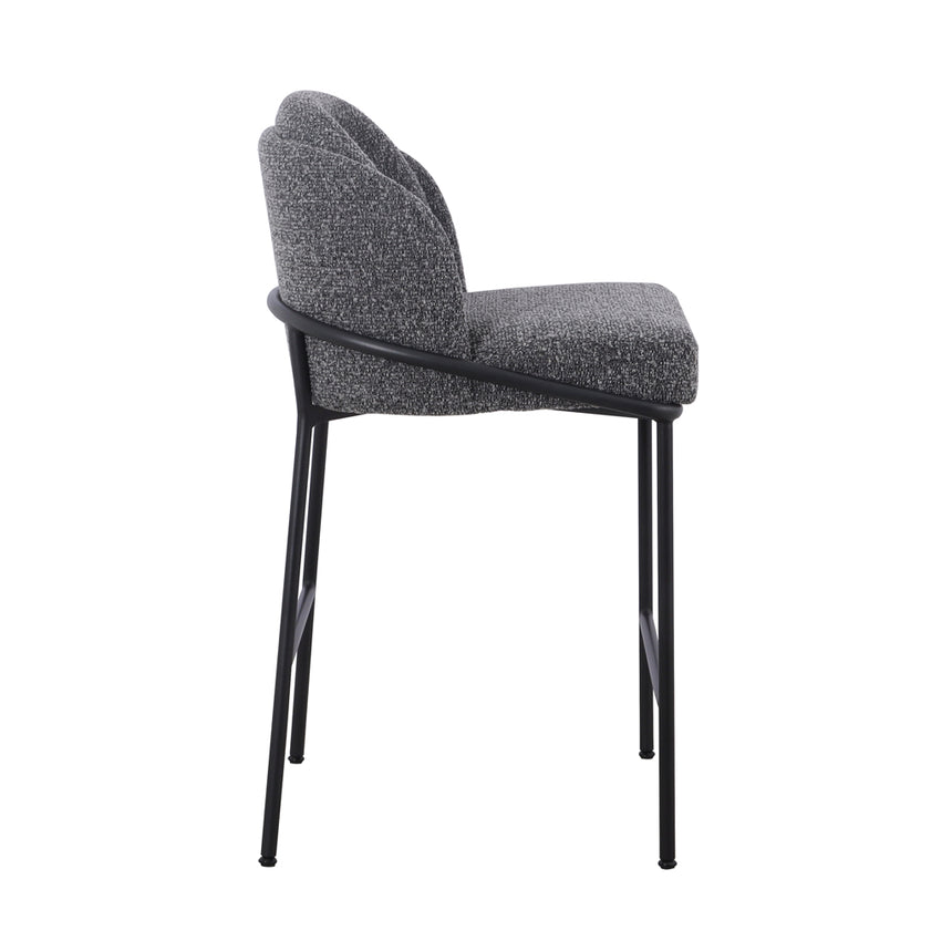 65cm Bar Stool - Anthracite Grey Boucle (Set of 2)