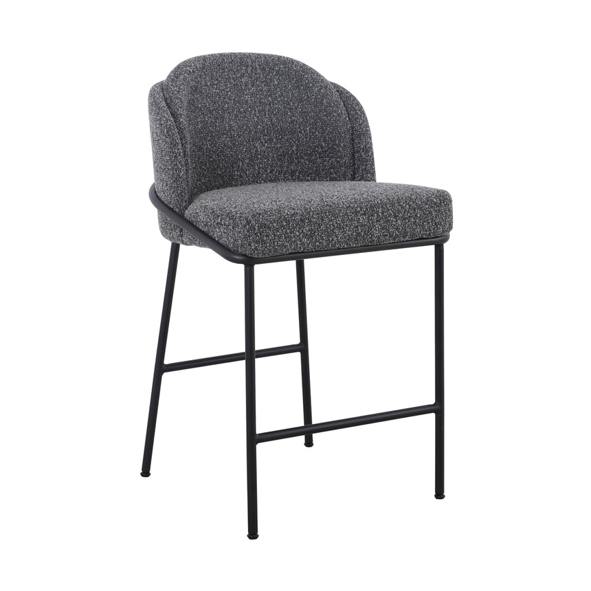 65cm Bar Stool - Anthracite Grey Boucle (Set of 2)