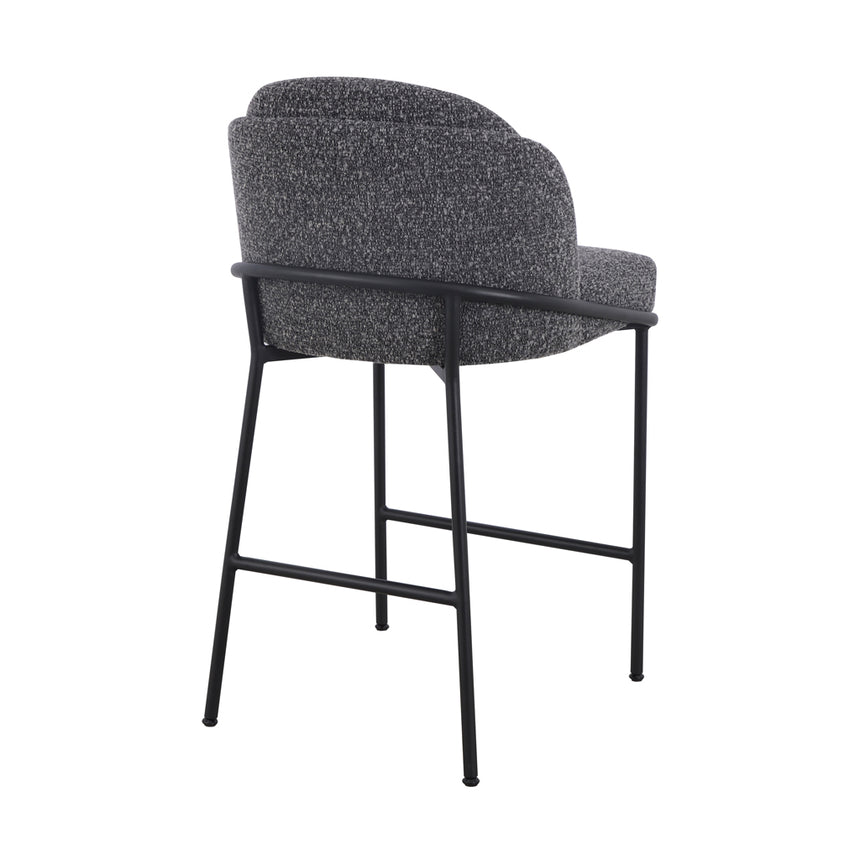 65cm Bar Stool - Anthracite Grey Boucle (Set of 2)