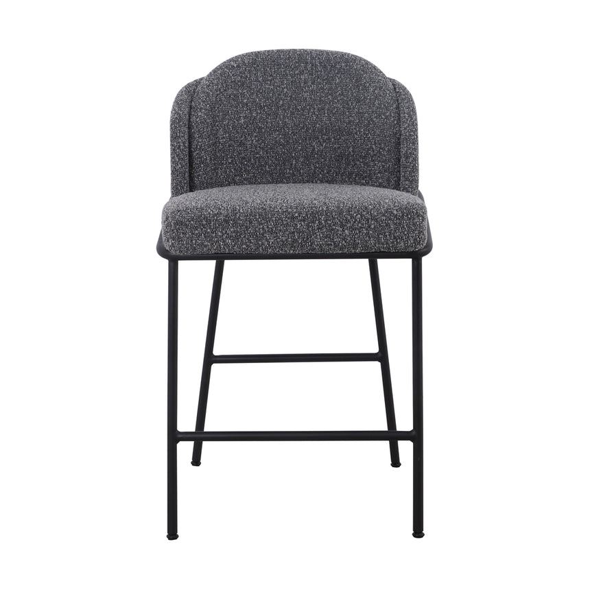 65cm Bar Stool - Anthracite Grey Boucle (Set of 2)