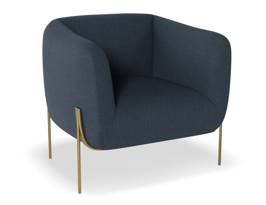 Belle Lounge Chair - Midnight Blue - Matt Black Legs