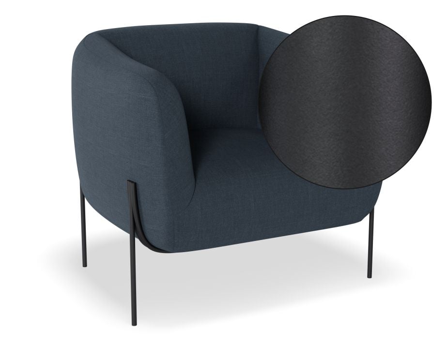 Belle Lounge Chair - Midnight Blue - Matt Black Legs