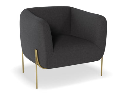 Belle Lounge Chair - Storm Grey - Brushed Matt Gold Legs