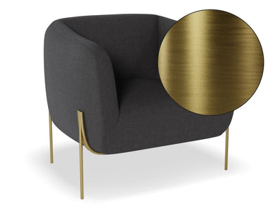 Belle Lounge Chair - Storm Grey - Brushed Matt Gold Legs