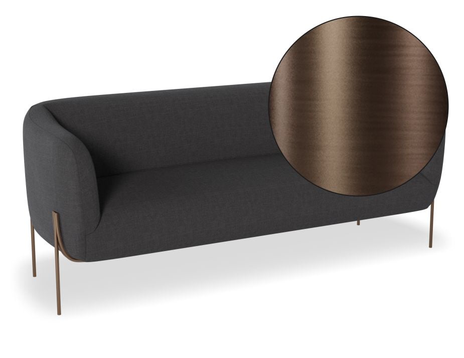 Belle 2.5 Seater Sofa - Storm Grey - Brushed Matt Bronze Legs