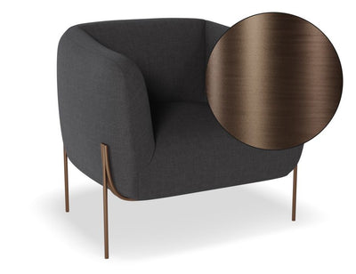 Belle Lounge Chair - Storm Grey - Brushed Matt Bronze Legs