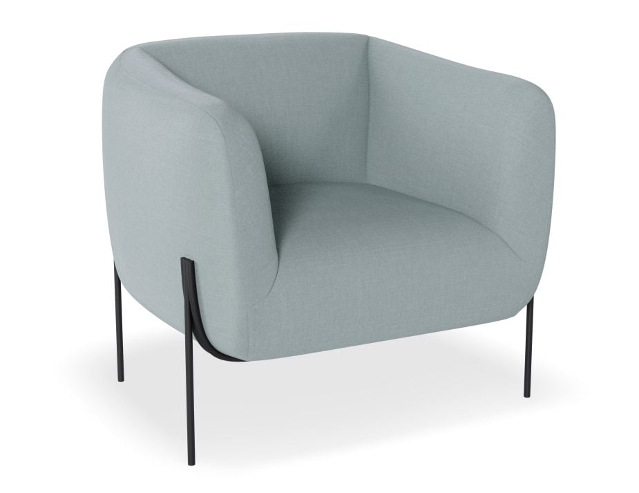 Belle Lounge Chair - Sky Blue - Matt Black Legs