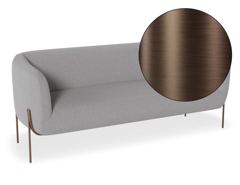 Belle 2.5 Seater Sofa - Cloud Grey - Brushed Matt Bronze Legs