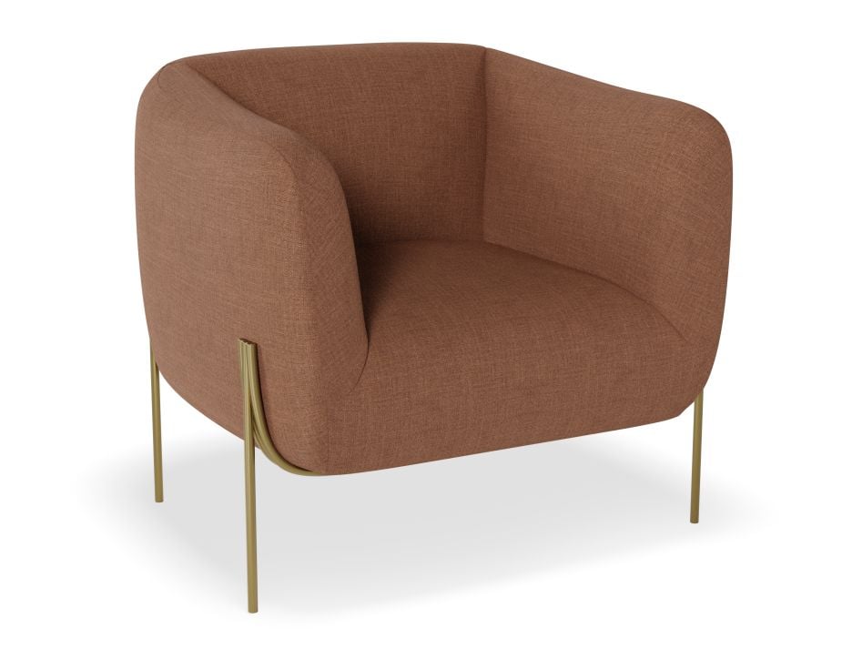 Belle Lounge Chair - Terracotta Rust - Brushed Matt Gold Legs