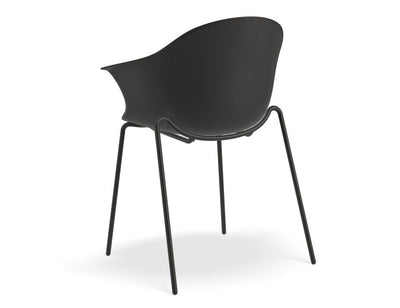 Pebble Armchair Black with Shell Seat - 4 Post Base