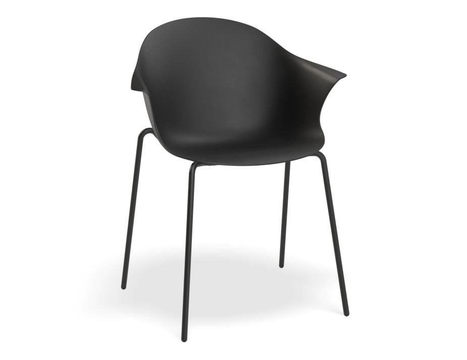 Pebble Armchair Black with Shell Seat - Natural Beechwood Base