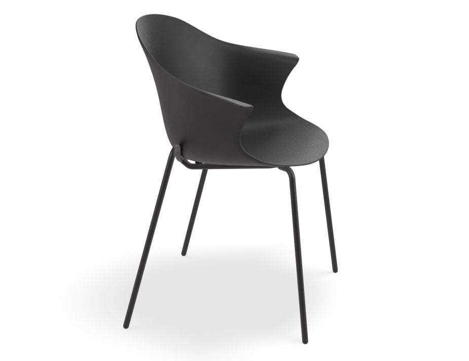 Pebble Armchair Black with Shell Seat - Swivel Base with Castors