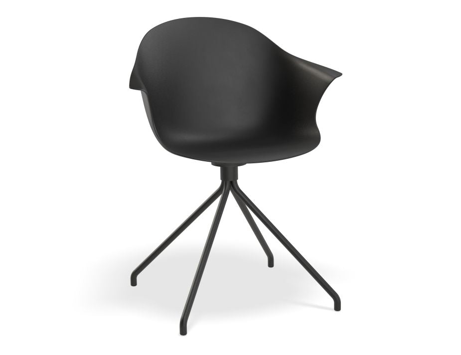 Pebble Armchair Black with Shell Seat - 4 Post Base