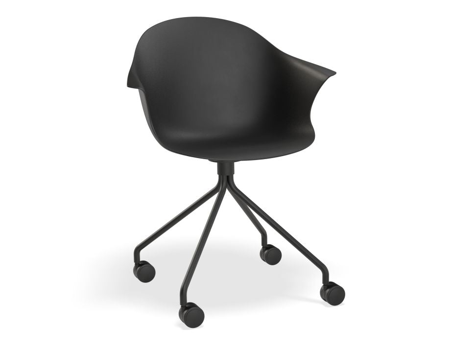 Pebble Armchair Black with Shell Seat - 4 Post Base