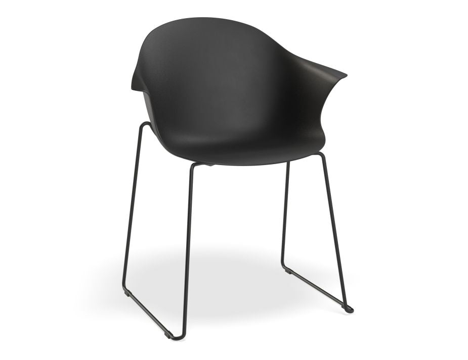 Pebble Armchair Black with Shell Seat - 4 Post Base