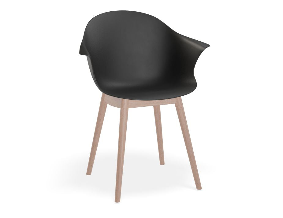 Pebble Armchair Black with Shell Seat - 4 Post Base