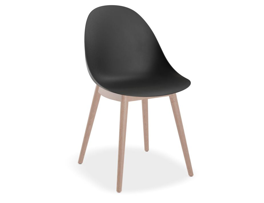 Pebble Chair Black with Shell Seat - 4 Post Stackable