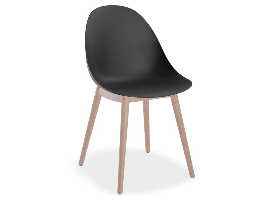 Pebble Chair Black with Shell Seat - Pyramid Fixed Base with Castors