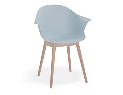 Pebble Armchair Pale Blue with Shell Seat - 4 Post Base with Black Legs