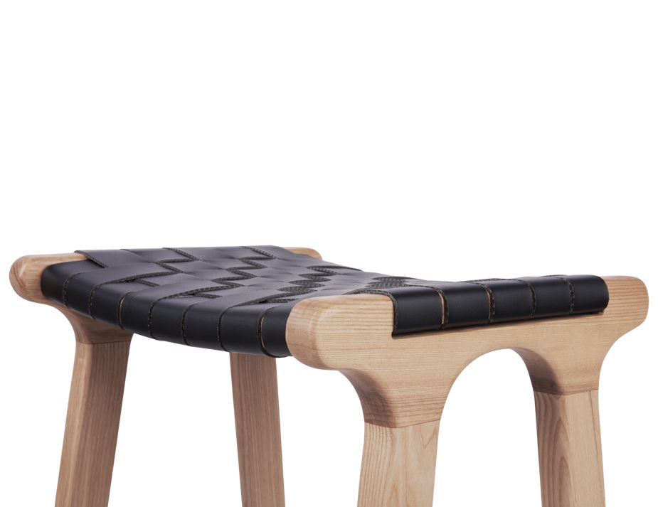 Brooklyn Backless Stool - Woven Black Seat / Natural Frame