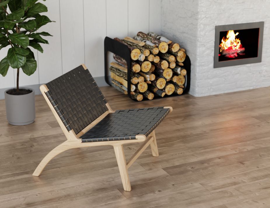 Brooklyn Lounge Chair - Woven Black Seat / Natural Frame