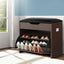 Shoe Rack Cabinet Bench 3-tier 15 Pairs Walnut