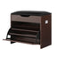 Shoe Rack Cabinet Bench 3-tier 15 Pairs Walnut