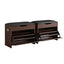 2x Shoe Bench Set Flip Drawer Walnut