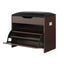 2x Shoe Bench Set Flip Drawer Walnut