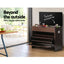 2x Shoe Bench Set Flip Drawer Walnut