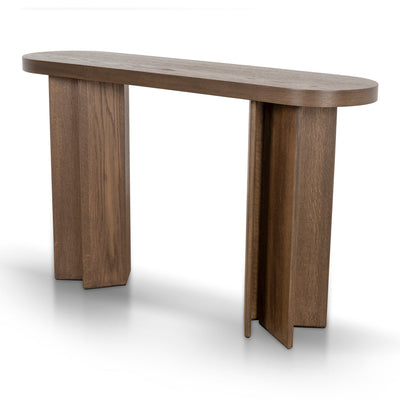 1.3m Pill Shape Console Table - Caramel Oak