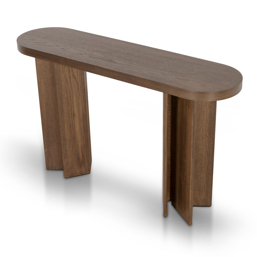 1.3m Pill Shape Console Table - Caramel Oak