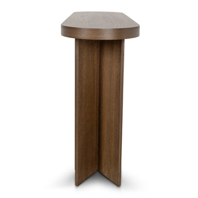 1.3m Pill Shape Console Table - Caramel Oak