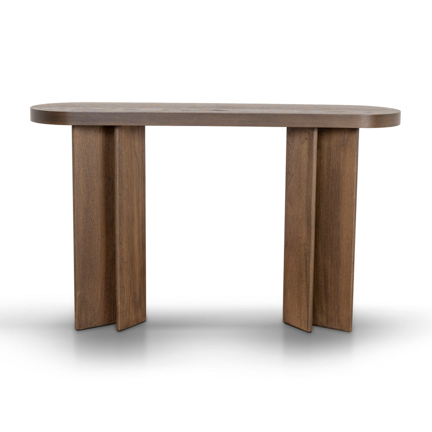 1.3m Pill Shape Console Table - Caramel Oak