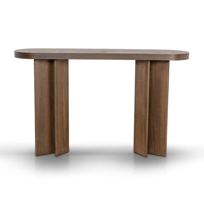 1.3m Pill Shape Console Table - Caramel Oak