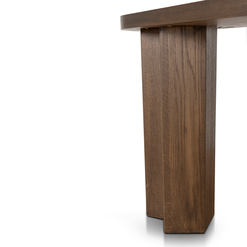 1.3m Pill Shape Console Table - Caramel Oak