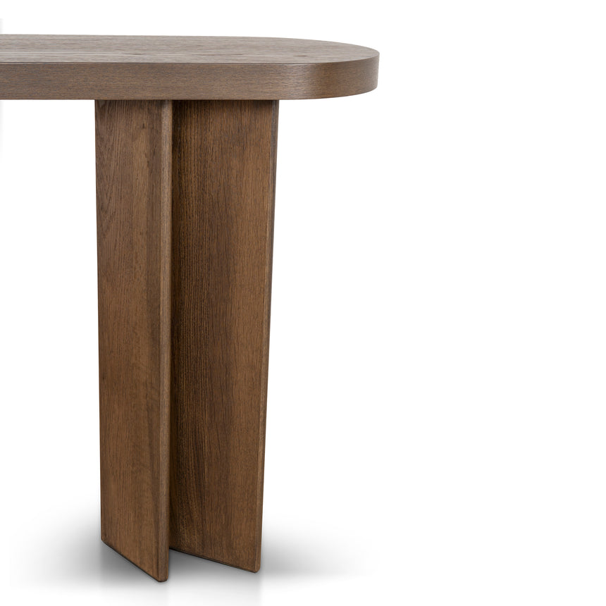 1.3m Pill Shape Console Table - Caramel Oak